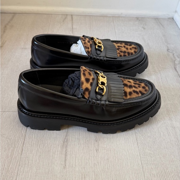 Celine margaret loafer with triomphe logo polishes bull leather and leopard - Picture 2 of 10